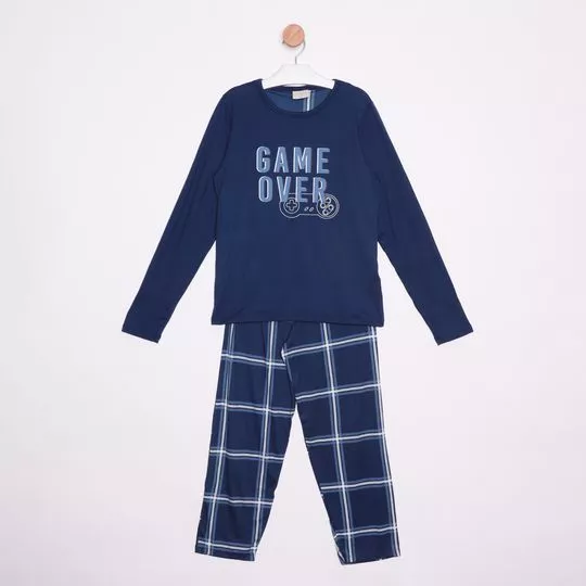 Pijama Game Over- Azul Marinho & Branco- Danka Pijamas