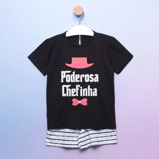 Pijama Poderosa Chefinha- Preto & Vermelho- Zulai