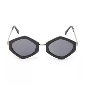 Óculos De Sol Geométrico<BR>- Preto & Prateado<BR>- Triton Eyewear