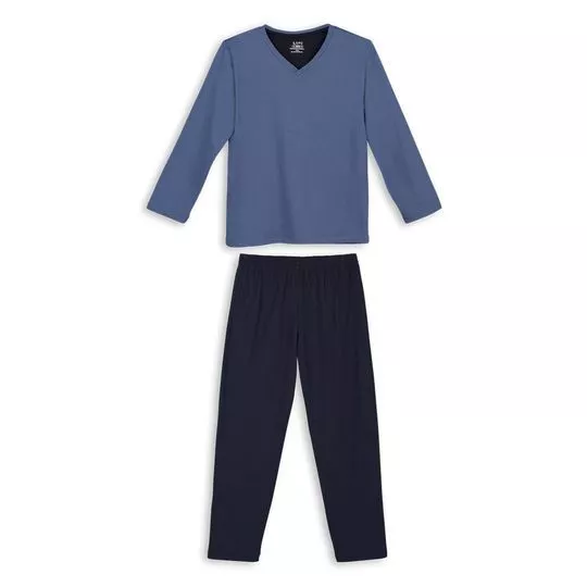 Pijama Lupo®- Azul Escuro & Azul Marinho