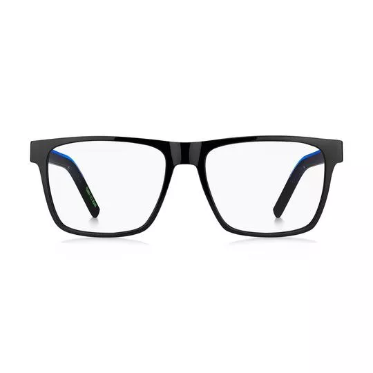 Armação Retangular Para Óculos De Grau- Preta & Azul- Tommy Hilfiger