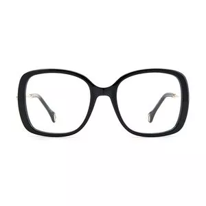 Armação Quadrada Para Óculos De Grau<BR>- Preta & Dourada<BR>- Carolina Herrera
