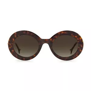 Óculos De Sol Arredondado<BR>- Marrom Escuro & Dourado<BR>- Carolina Herrera