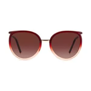 Óculos De Sol Arredondado<BR>- Vermelho & Bege Claro<BR>- Carolina Herrera