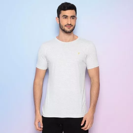 Camiseta Com Bordado- Off White- Zoomp