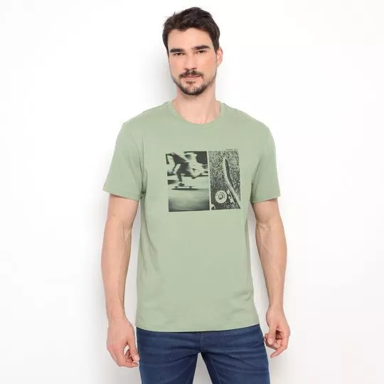 Camiseta Skate- Verde & Preta- Colcci