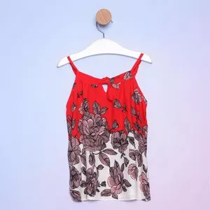 Blusa Floral<BR>- Vermelha & Preta