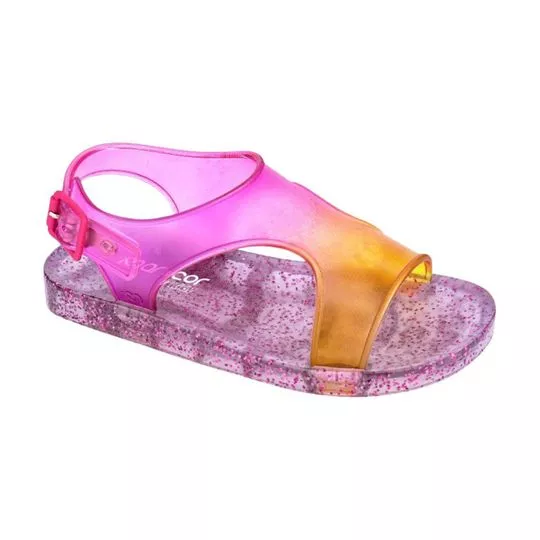 Sandália Com Glitter- Pink & Amarela