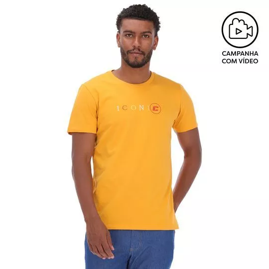 Camiseta Iconic - Amarelo Escuro & Off White - Colcci