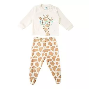 Pijama Girafa<BR> - Off White & Laranja Escuro<BR> - Tip Top