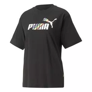 Camiseta Love Is Love<BR> - Preta & Branca<BR> - Puma