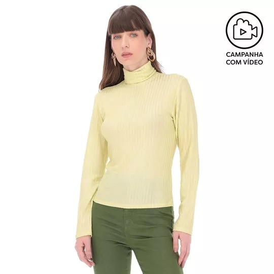 Suéter Canelado- Amarelo Claro- ZINCO
