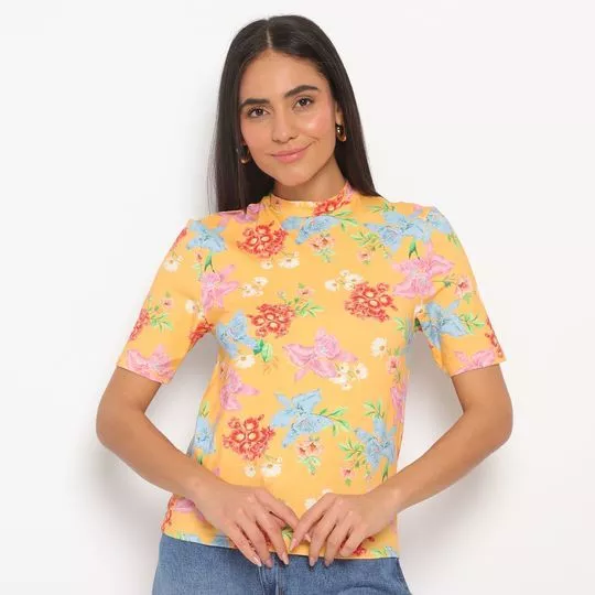 Camiseta Floral - Amarela & Laranja - Lança Perfume