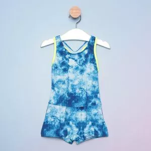 Maiô Infantil Tie Dye<BR>- Azul & Off White