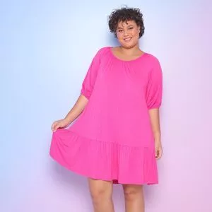 Vestido Curto Com Recortes<BR>- Pink