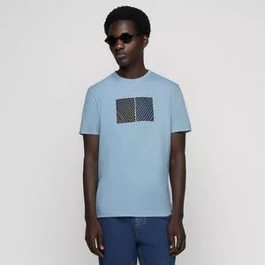 Camiseta Abstrata<BR>- Azul Claro & Preta