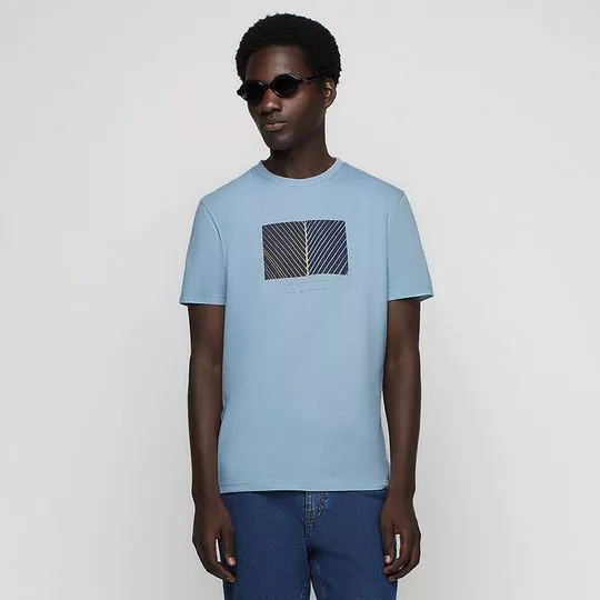Camiseta Abstrata- Azul Claro & Preta