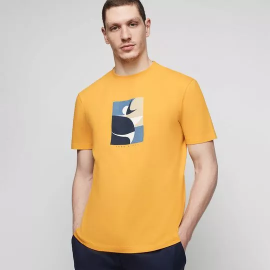Camiseta Abstrata- Amarela & Azul Marinho