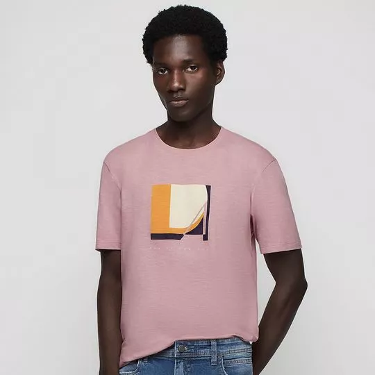 Camiseta Abstrata- Rosa Claro & Amarela
