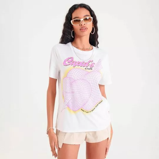Camiseta Cupid'S Club - Branca & Lilás - My Favorite Things