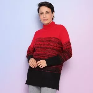 Suéter Listrado<BR>- Vermelho & Preto