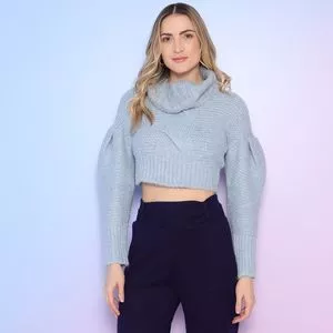 Suéter Cropped<BR>- Azul Claro
