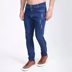 Calça Jeans Skinny Com Puídos<BR>- Azul Marinho<BR>- Zait Jeans