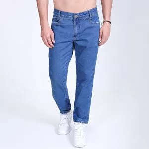 Calça Jeans Reta Com Bolsos<BR>- Azul<BR>- Zait Jeans