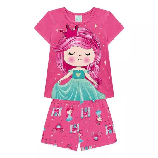 Pijama Princesa- Rosa & Verde Água