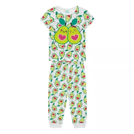 Pijama Abacate- Cinza Claro & Verde Claro