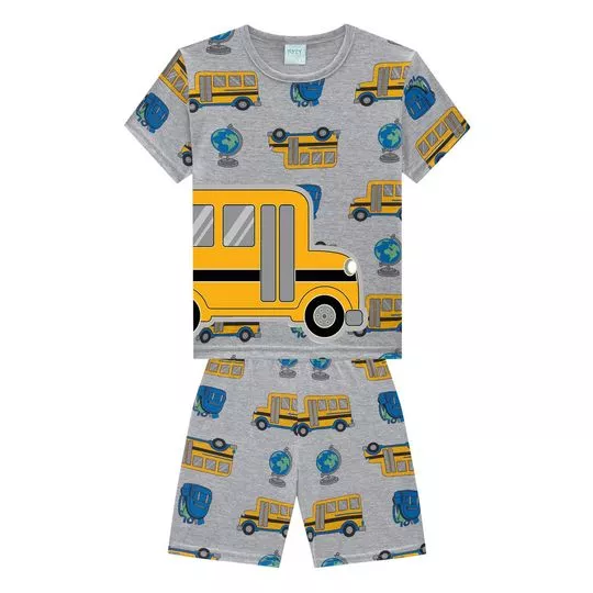 Pijama Ônibus- Cinza & Amarelo