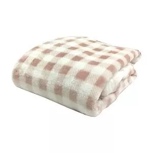 Cobertor Toque De Seda Xadrez Casal<BR>- Branco & Marrom Claro<BR>- 180x220cm<BR>- Niazitex