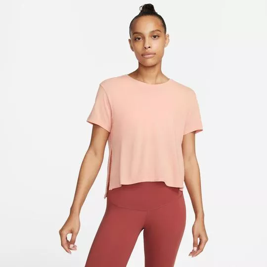 Camiseta Nike Yoga Dri-Fit Lisa- Laranja Claro