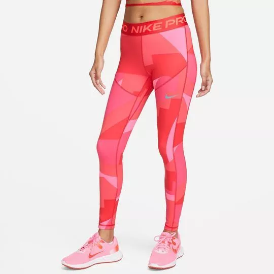 Legging Abstrata Nike One®- Rosa & Vermelha