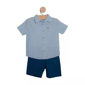 Conjunto De Camisa & Bermuda<BR>- Azul Claro & Azul Marinho<BR>- Digi