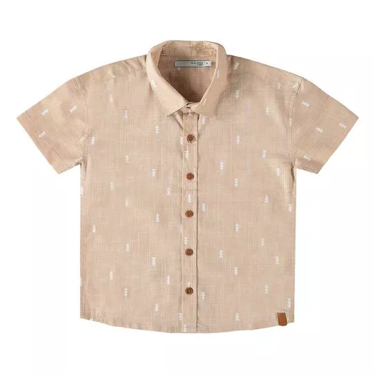 Camisa Texturizada- Bege & Branca- Malwee