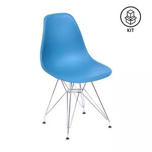 Jogo De Cadeiras Eames<BR>- Azul Petróleo & Prateado<BR>- 2Pçs<BR>- Or Design