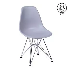 Jogo De Cadeiras Eames<BR>- Cinza & Prateado<BR>- 2Pçs<BR>- Or Design
