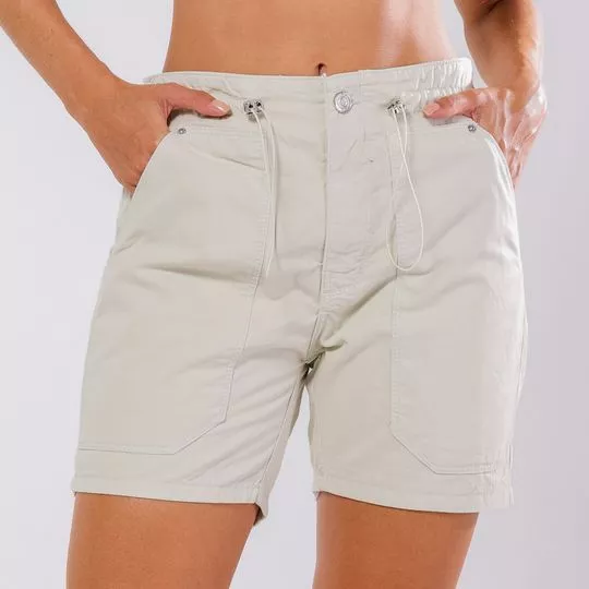 Short  Com Recortes- Off White- Consciência Jeans