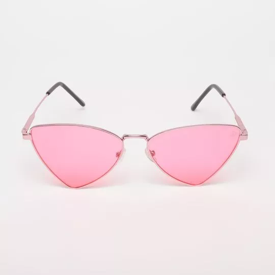 Óculos De Sol Retangular- Rosê Gold & Rosa