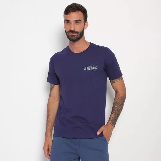 Camiseta Wrangler®- Azul Marinho & Branca