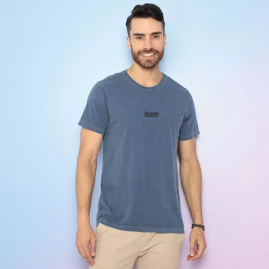 Camiseta Com Inscrições- Azul Marinho