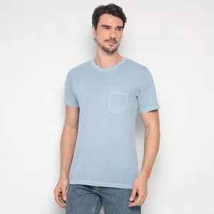 Camiseta Com Bolso<BR>- Azul Claro