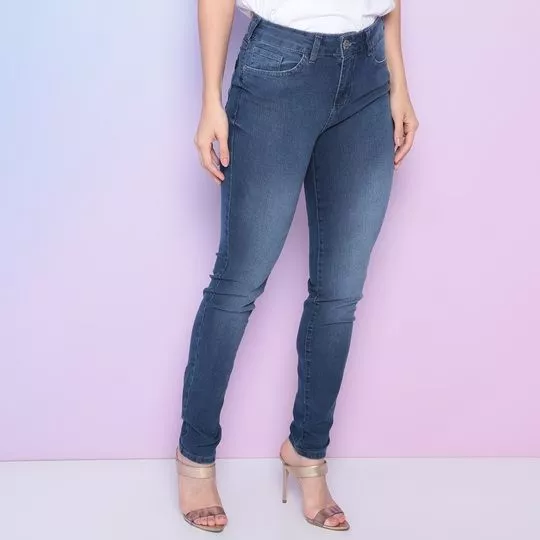 Calça Jeans Super Skinny Estonada- Azul