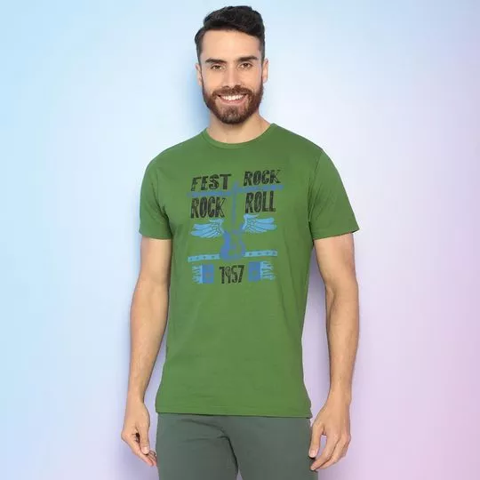 Camiseta Rock- Verde & Azul