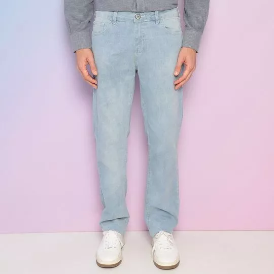 Calça Jeans Slim Com Bolso- Azul Claro