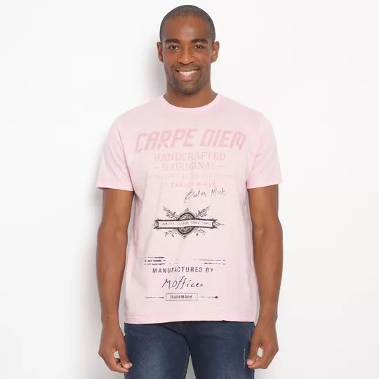 Camiseta Carpe Diem- Rosa Claro & Preta