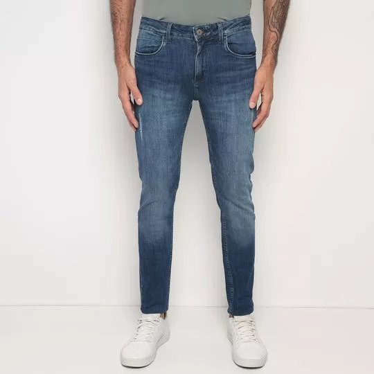 Calça Jeans Skinny Estonada- Azul
