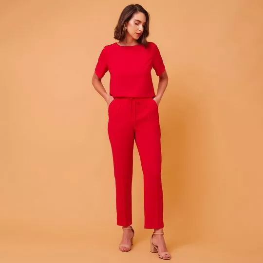Conjunto De Blusa & Calça Reta- Vermelho