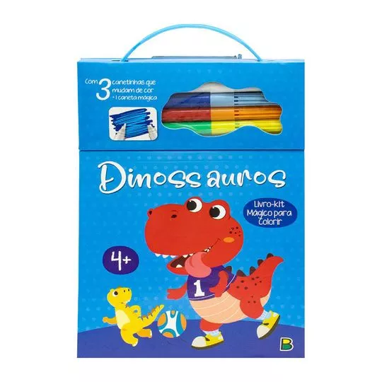 Livro Kit Mágico Para Colorir: Dinossauros- 3 Cores- Todolivro- 21,9x15x1,4cm